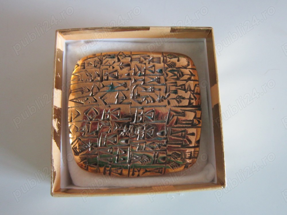 cadou rar bronz masiv Contract Vanzare Sclav Act Sumerian Scriere Cuneiforma (650 g)