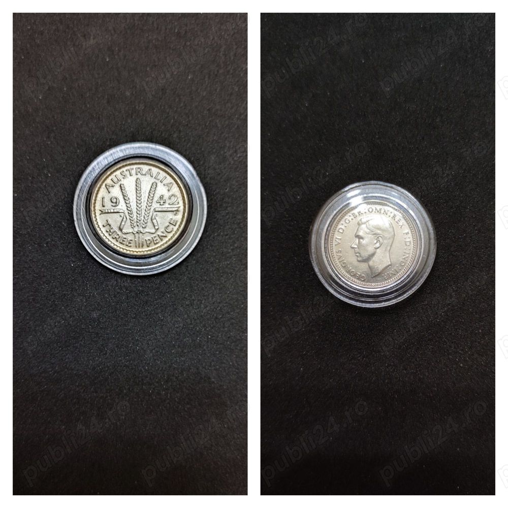 Moneda argint 3 Pence, AUSTRALIA, 1942
