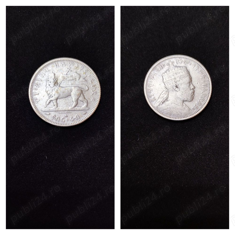 Moneda argint 1:4 Birr, ETHIOPIA, 1887