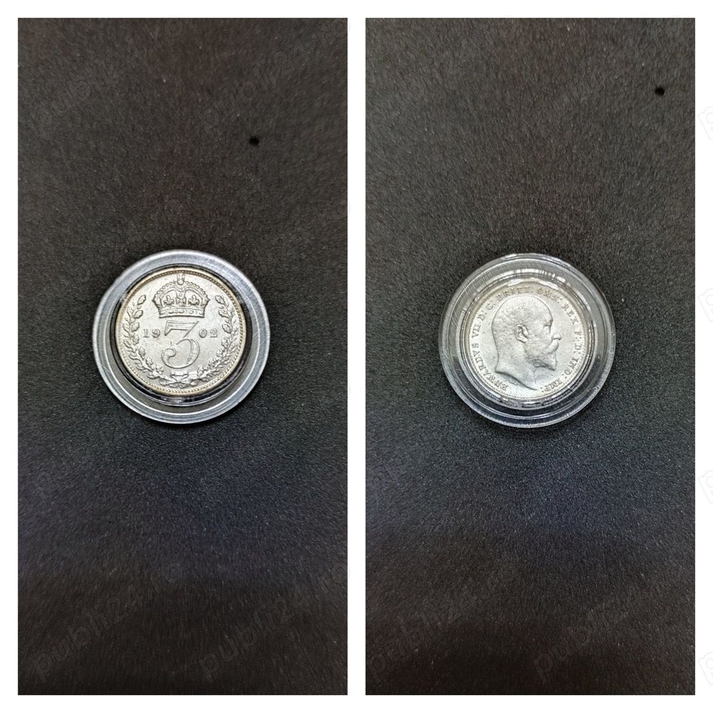 Moneda argint 3 Pence, MAREA BRITANIE, 1902