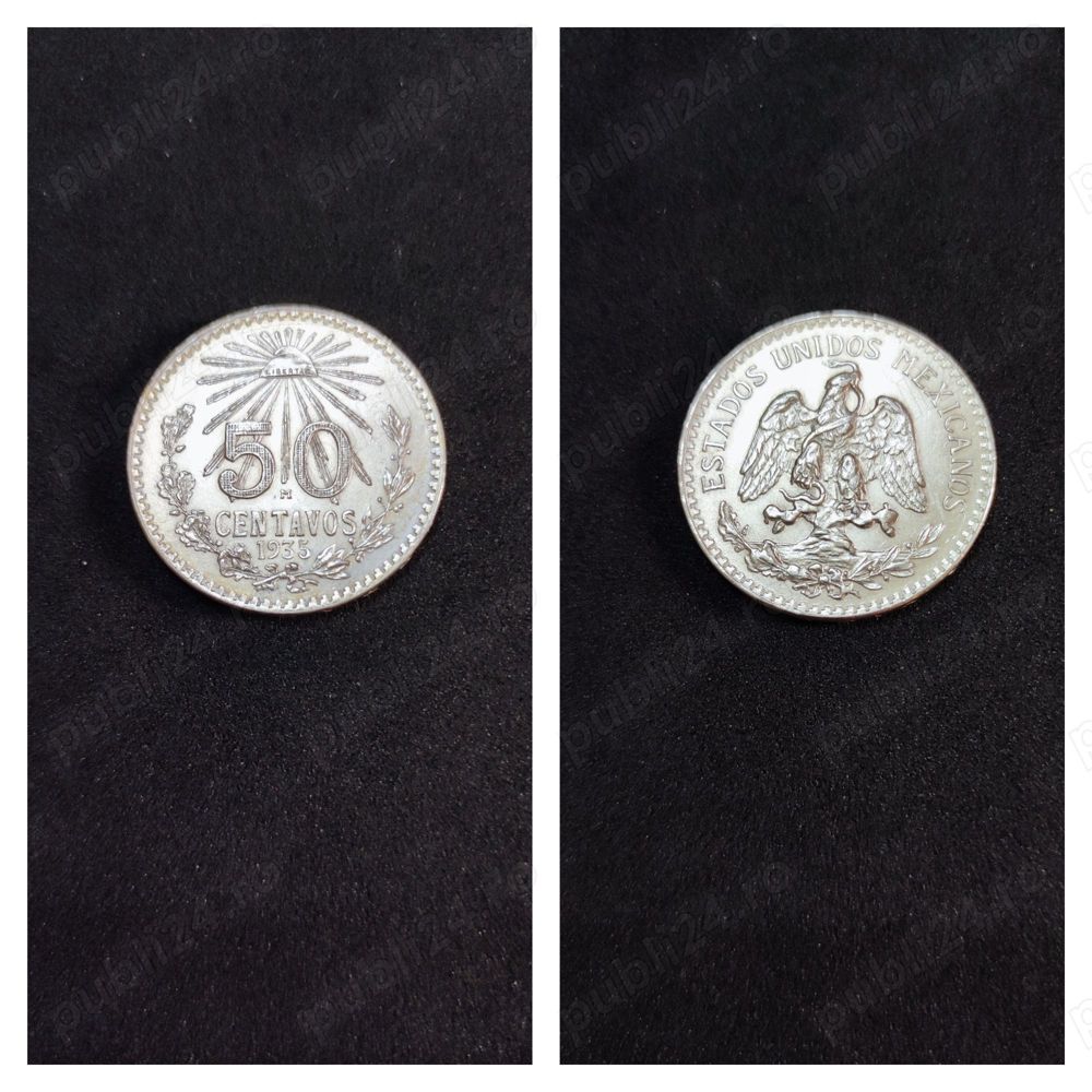 Moneda argint 50 Centavos, MEXIC, 1935