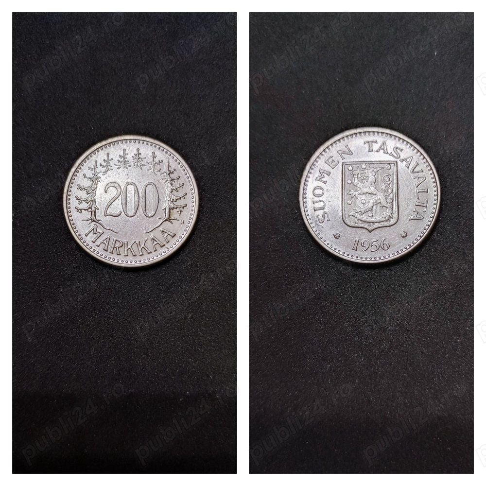 Moneda argint 200 Markkaa, FINLANDA, 1956