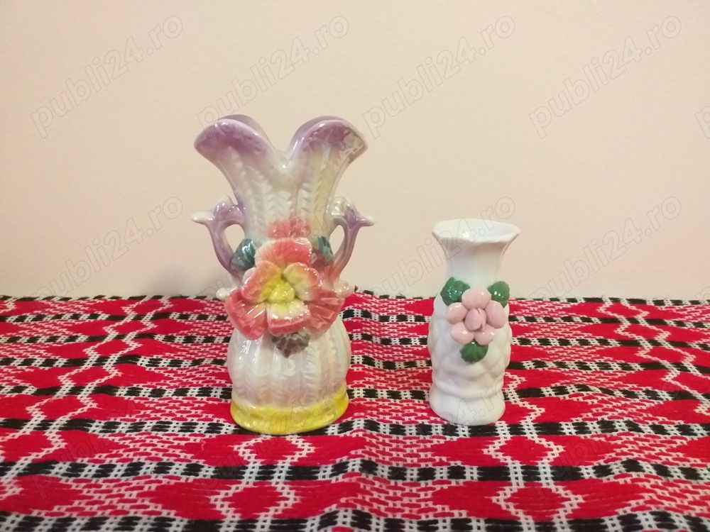 lot miniaturi bibelou portelan, vaza flori, miniatura ceramica