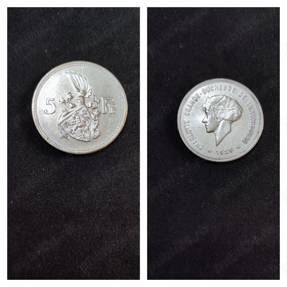 Moneda argint 5 Francs, LUXEMBURG, 1929