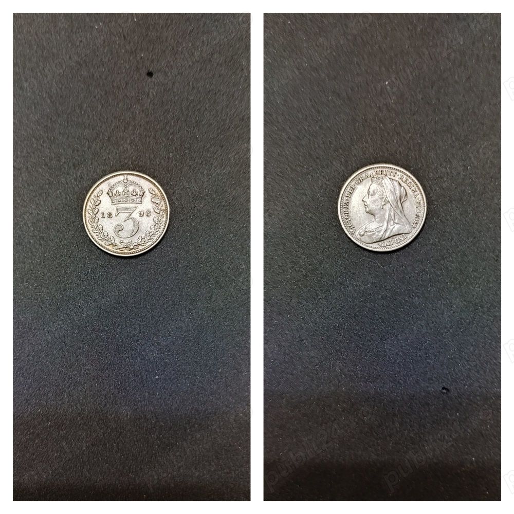 Moneda argint 3 Pence, MAREA BRITANIE, 1896