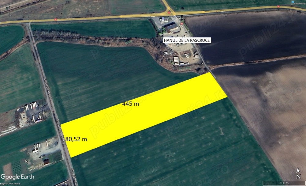 3,6 ha teren arabil la iesire din Arad spre Pecica, zona Hanului de la Rascruce