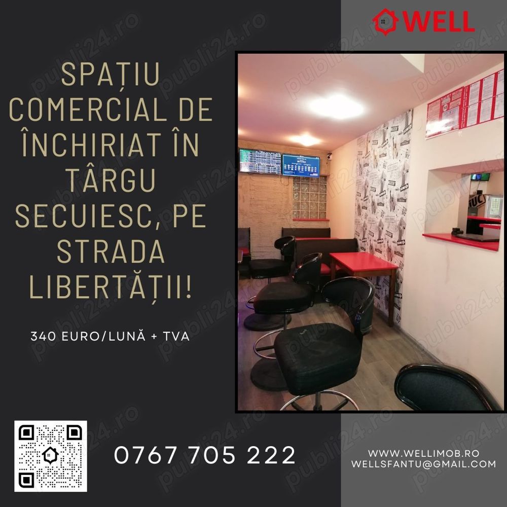  Spațiu comercial de închiriat în Târgu Secuiesc, pe strada Libertății!