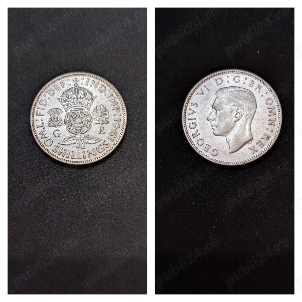 Moneda argint 2 Shillings, MAREA BRITANIE, 1941