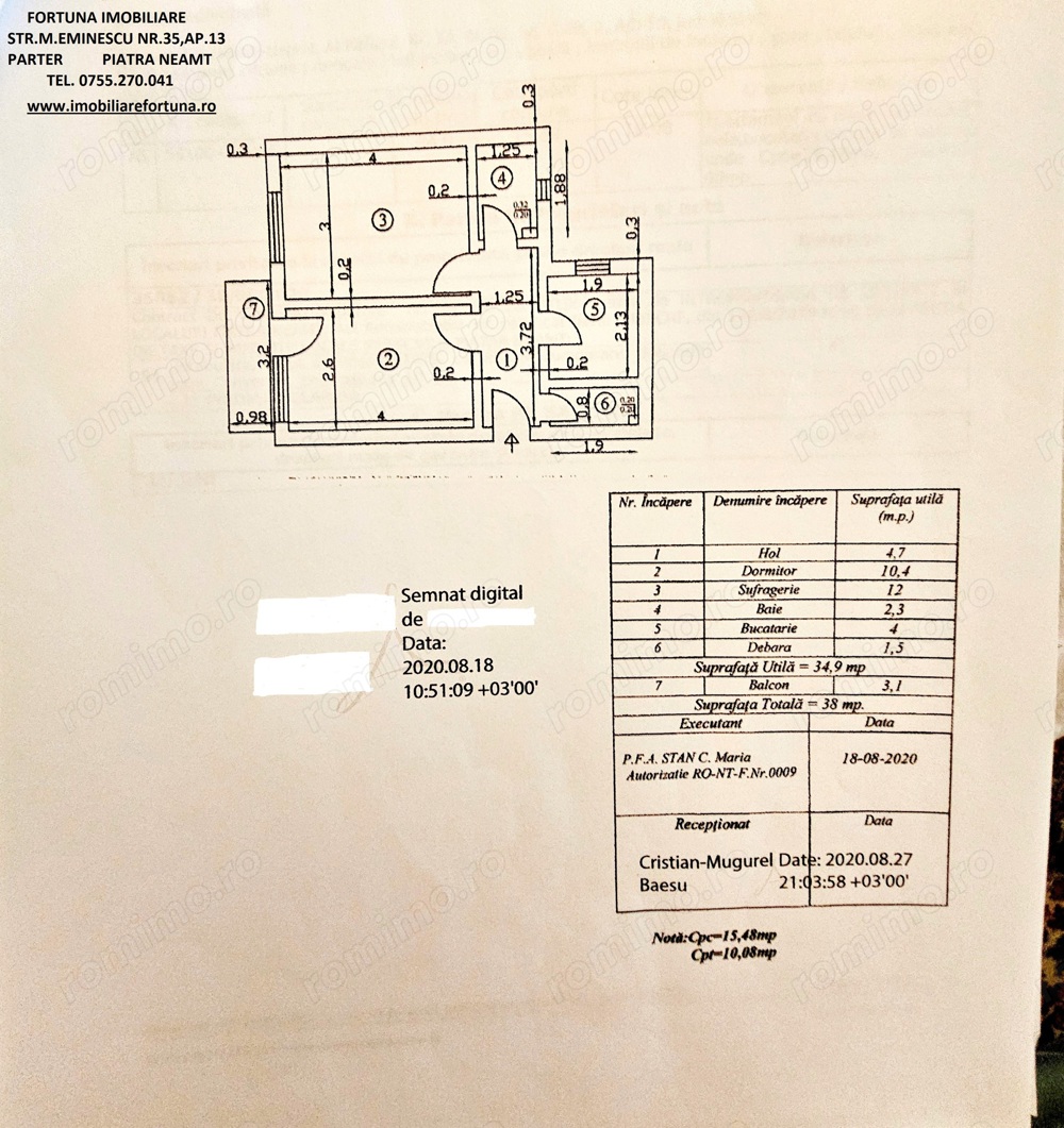 Apartament 2 camere, etaj 2, zona Ciuperca- Maratei