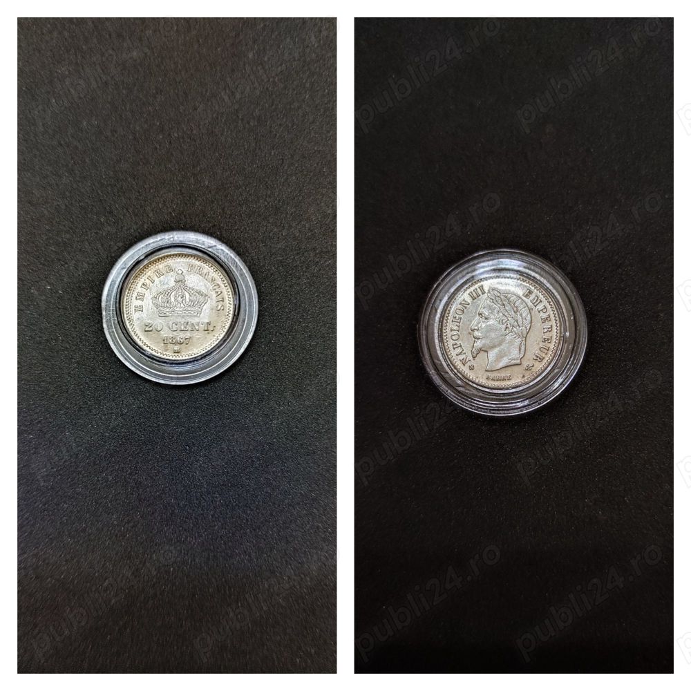 Moneda argint 20 Centimes, FRANTA, 1867