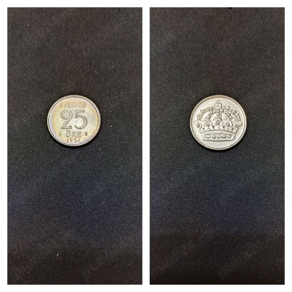 Moneda argint 25 Ore, SUEDIA, 1957