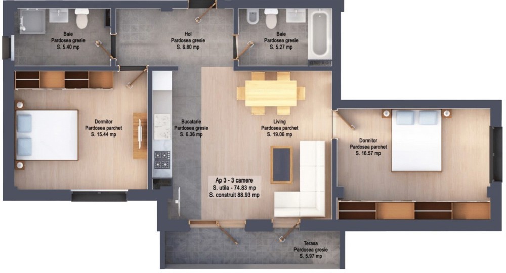 Apartament premium 3 camere,Victoriei ,zona Mărul de Aur