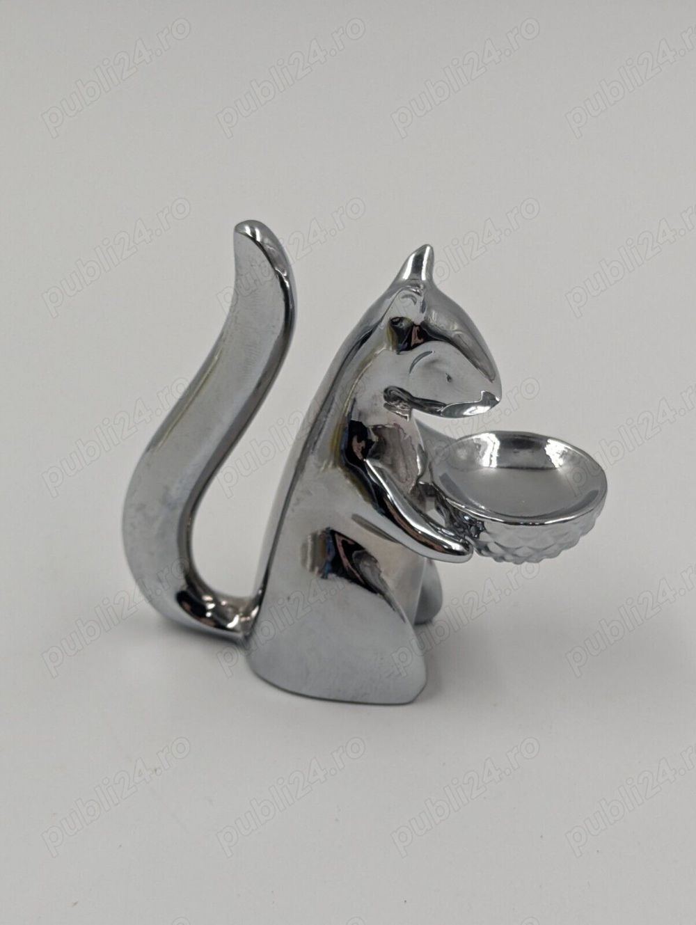 Mini Statueta Next Chrome Silver Squirrel Ring Holder   Trinket Dish  Veverita