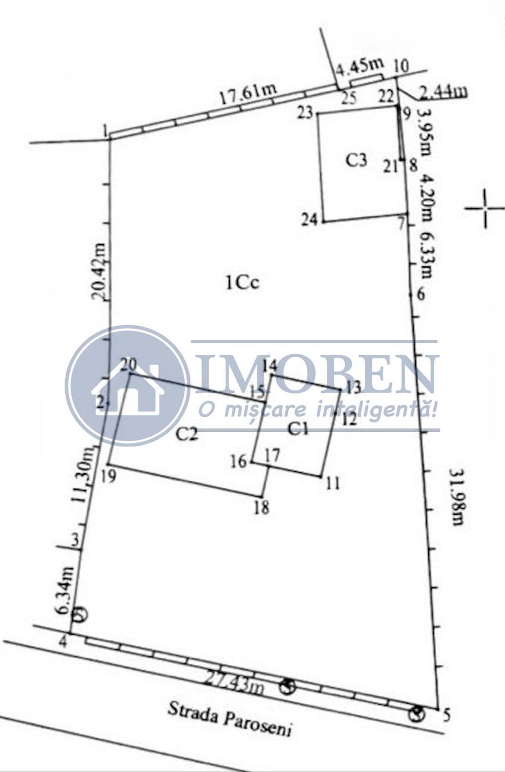 1021mp intravilan - 27ml deschidere - toate utilitatile - Catargiu