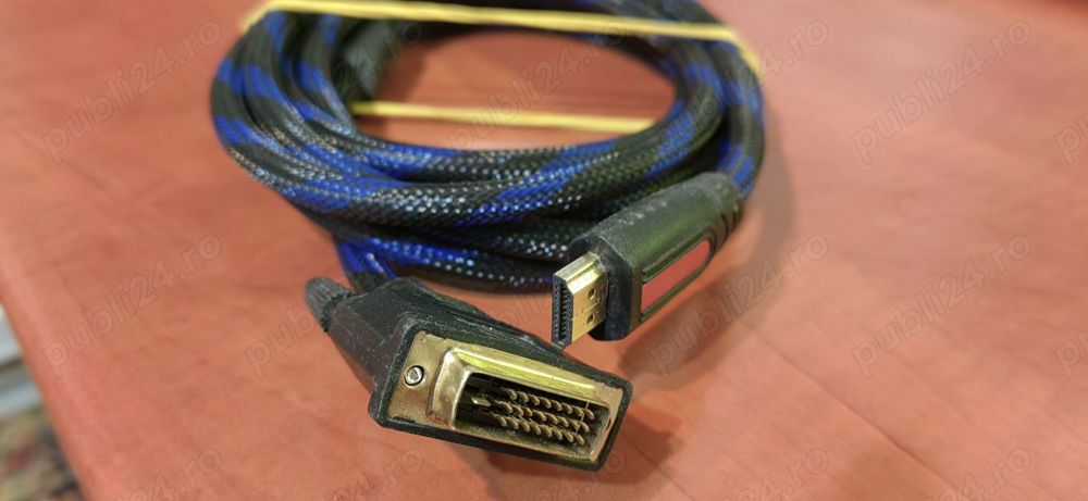 Cablu DVI - HDMI cu mufe aurite, lungime 3m
