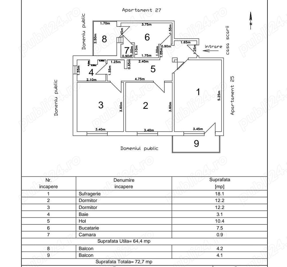 Apartament 3 camere, zona CRIHALA