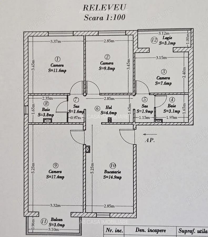 Apartament 4 camere, 2 băi, 2 balcoane, et. 2 din 4, Timișoara, Calea Torontalului, comision 0%