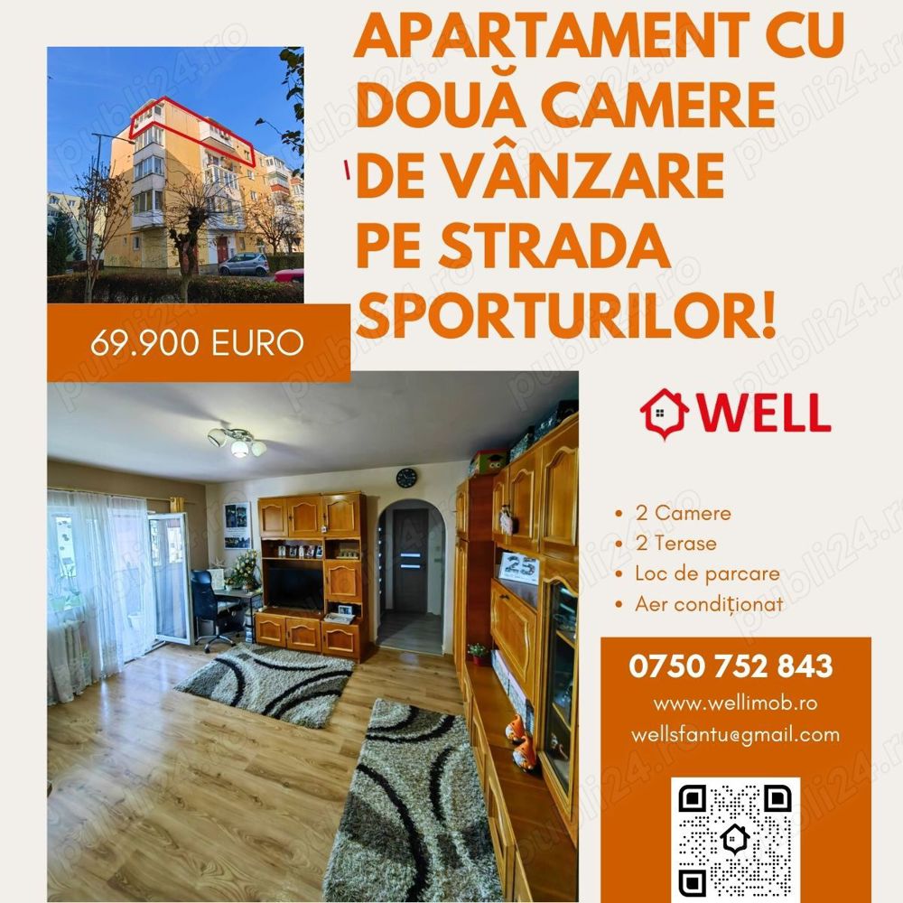 Apartament cu două camere de vânzare în Sfăntu Gheorghe, pe strada Sporturilor!