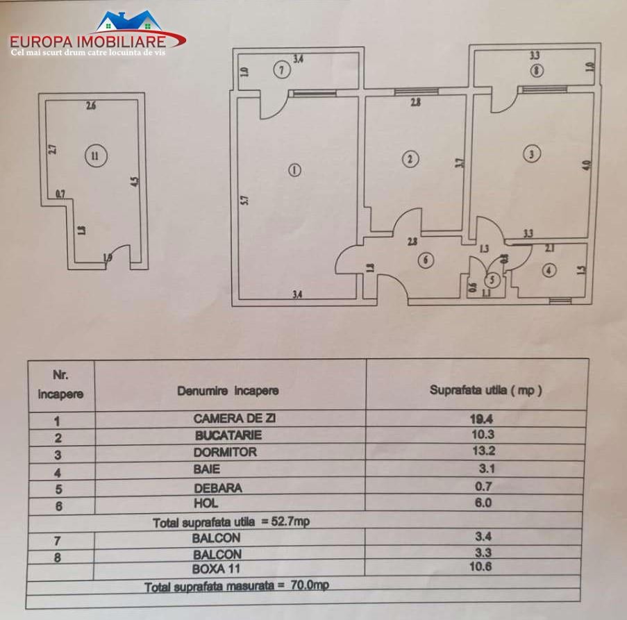 Apartament cu 2 camere de vanzare zona centrala Tulcea