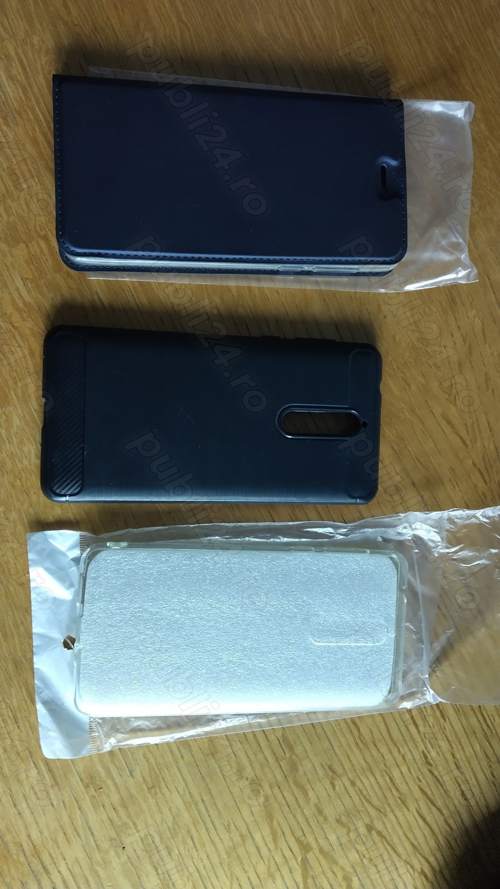 Husa NOKIA 8 TA-1004, TA-1012, TA-1052 tip carte albastru -silicon transparent - gri