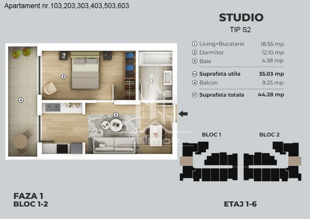 Metrou Berceni 2 camere tip studio.