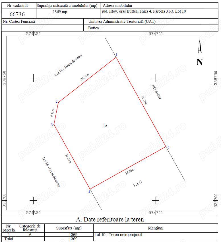 Lot reglementat de PUZ, 1369 mp, forma potrivita si pozitie foarte buna pentru constructie casa.