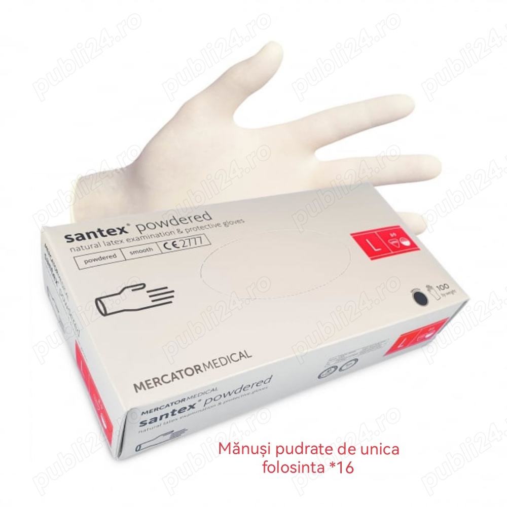 Mănuși pudrate de unica folosinta 100 buc. cutia