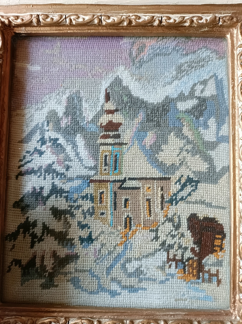 TABLOU Goblen inramat Peisaj de Iarna