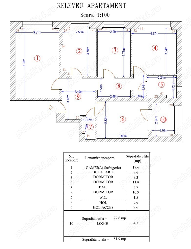 Apartament 4 camere decomandat Morarilor - Sp. Pantelimon