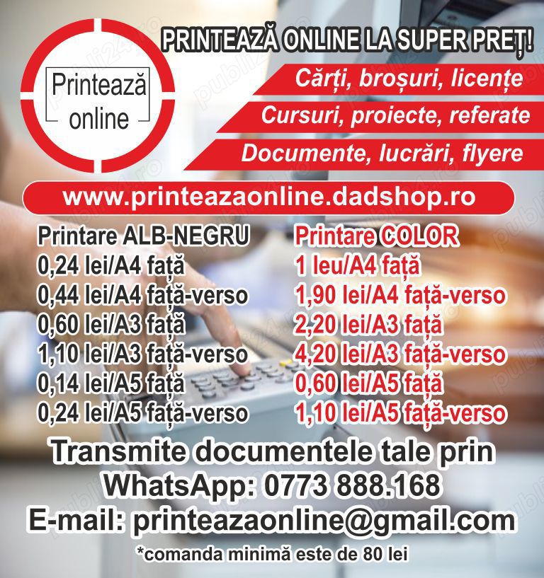 Printează online documentele tale - Proiecte, Referate, Cursuri etc