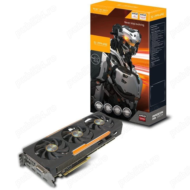 Placa video Sapphire Radeon R9 390X Tri-X OC 8GB GDDR5 512-bit Lite Backplate, defecta