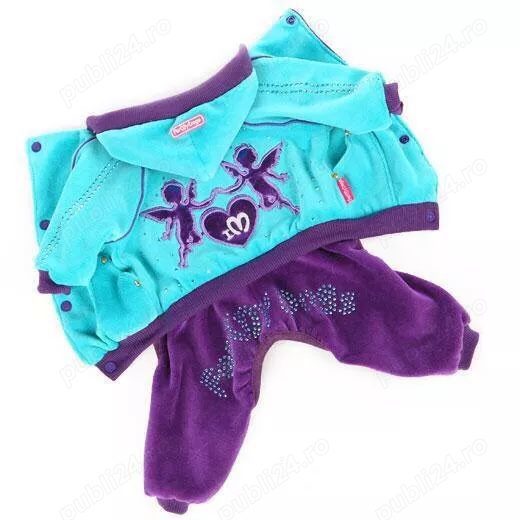 Costumas din Velur pentru Catel Mic Fetita 24 cm lungime