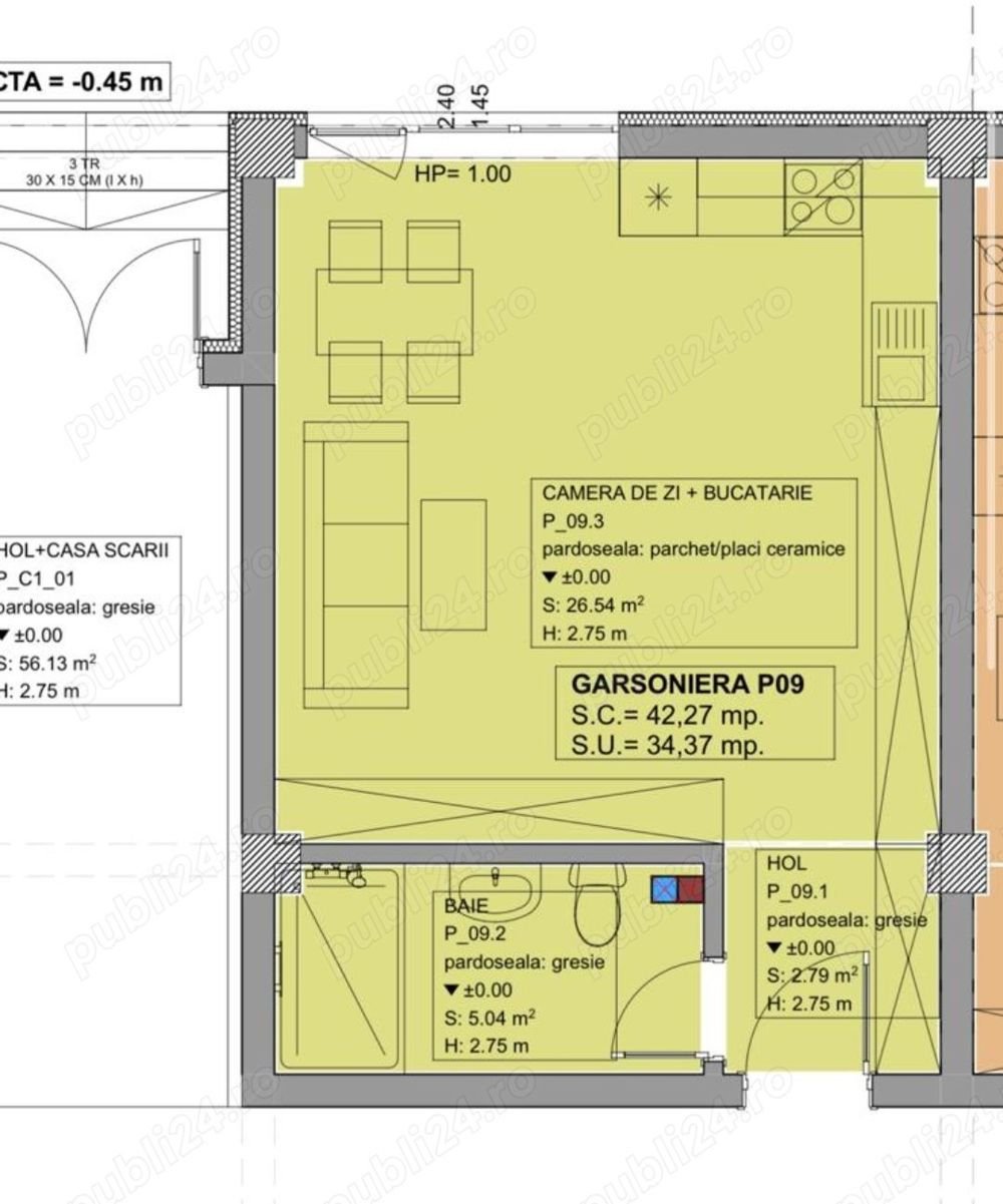 Garsoniera Mamaia Nord zona Lidl la ROSU