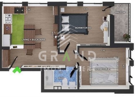 OPORTUNITATE!Apartament semifinisat cu 3 camere,55 mp,balcon,zona Terra!