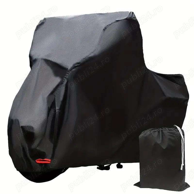 Prelata moto husa motocicleta neagra XXL puf interior 245x125x105cm impermeabila. Protejeaza impotri