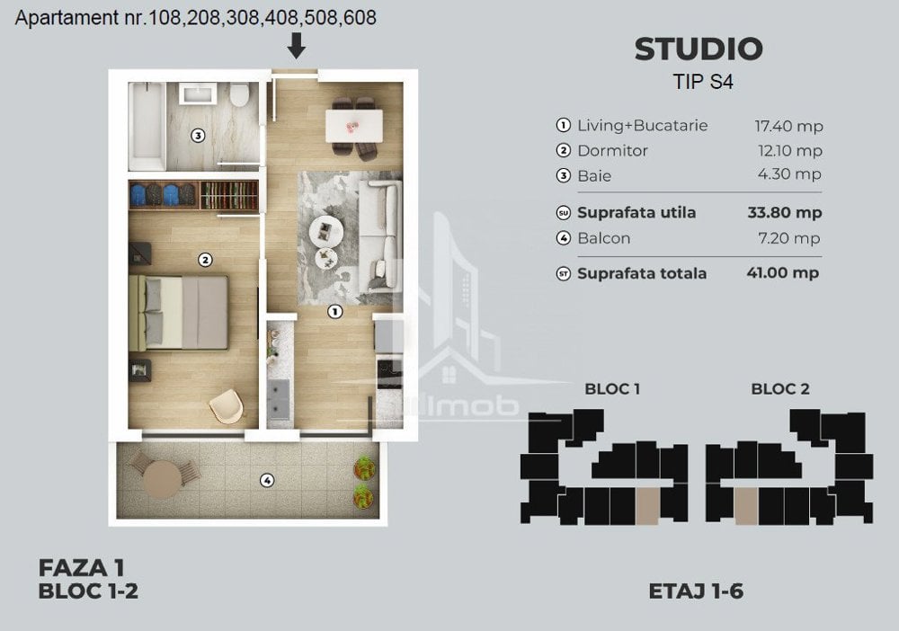 Apartament 2 camere studio metrou Berceni.