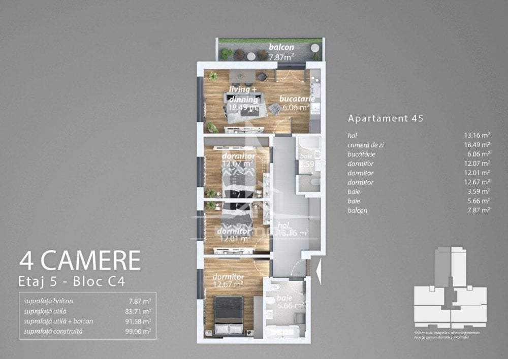 Apartament 4 camere cu 2 bai Aurel Persu parc Tudor Arghezi.