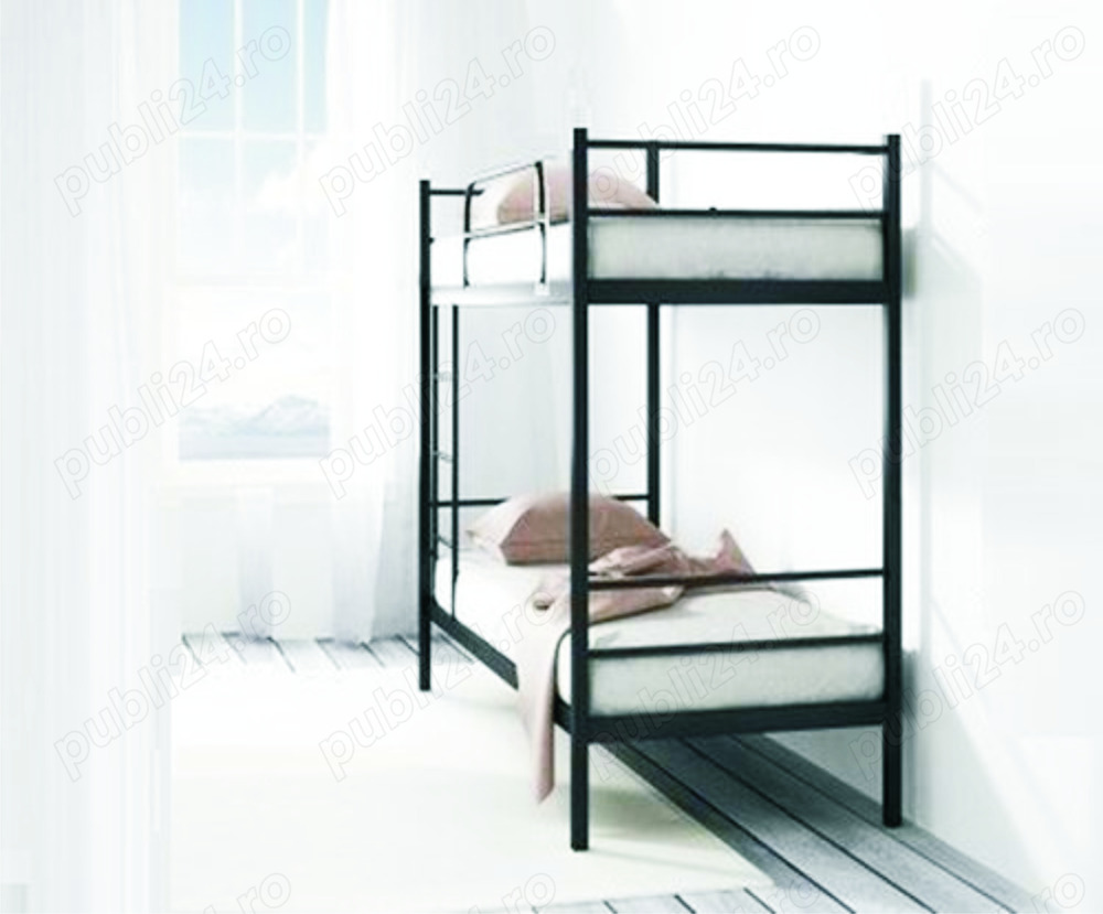 Pat etajat metalic BEL 01 FABY+2saltele+Set complet lenjerie și pilote