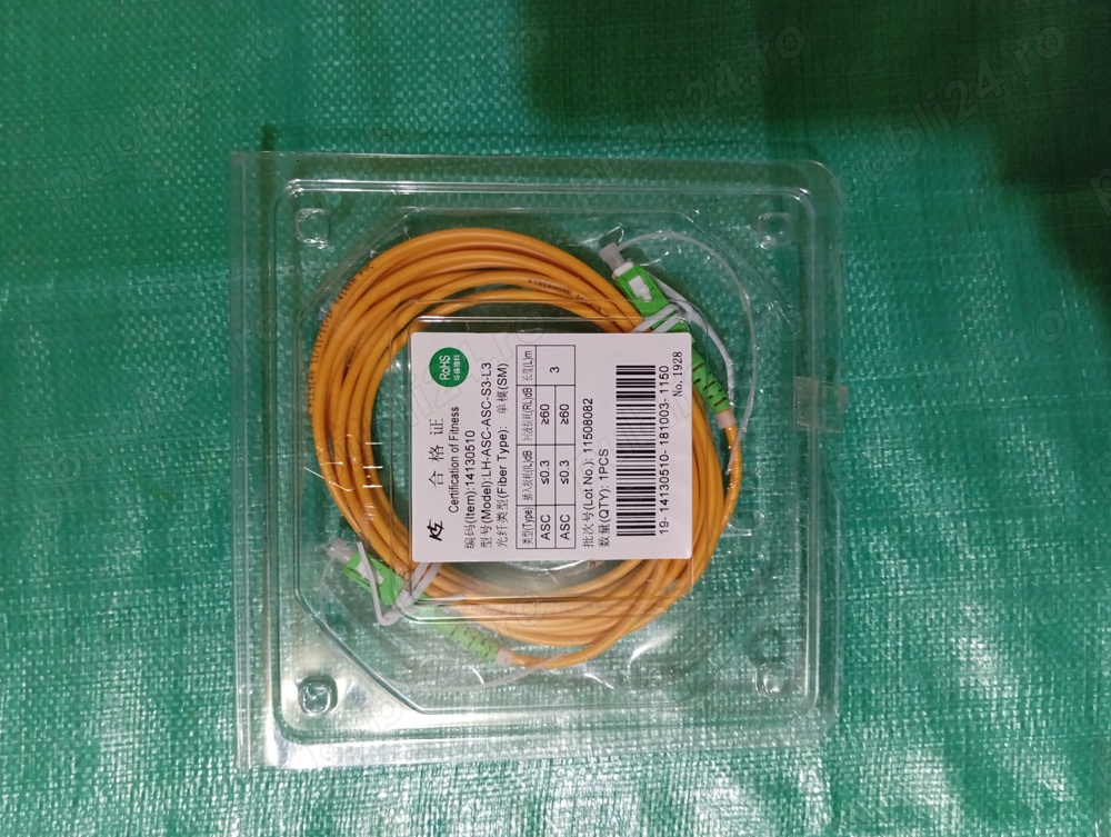 Cablu galben Fibra Optica cu mufele aferente , NOU sigilat