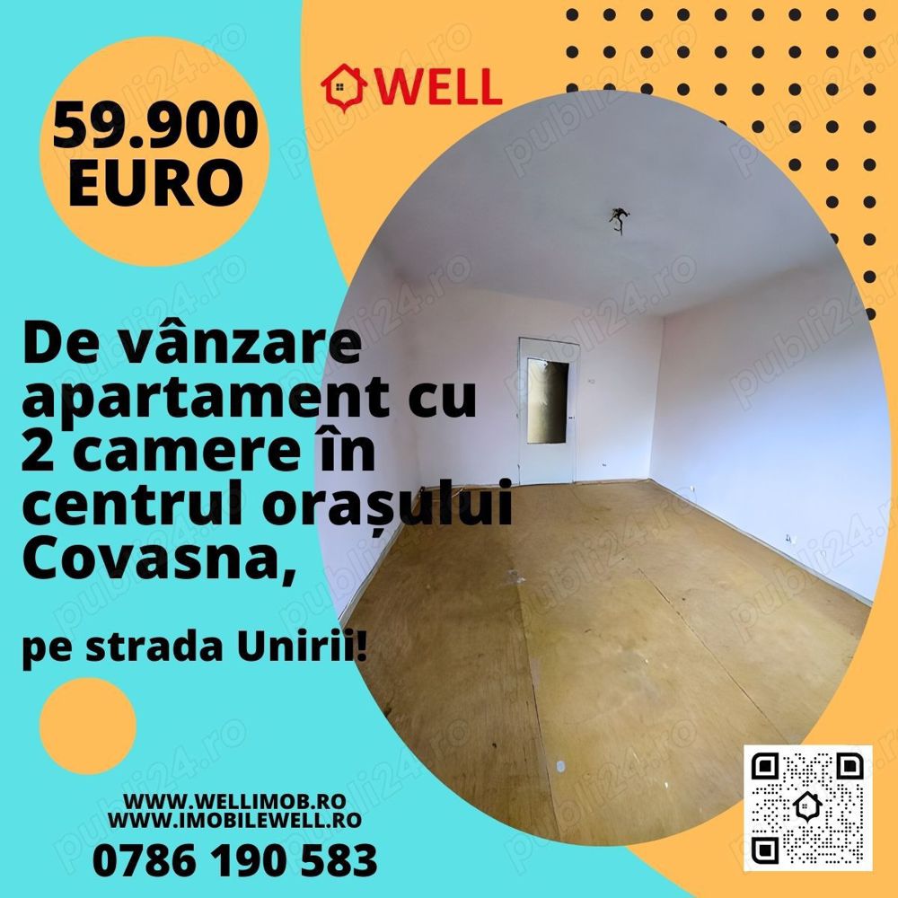 De vânzare apartament cu 2 camere în centrul orașului Covasna, pe strada Unirii!