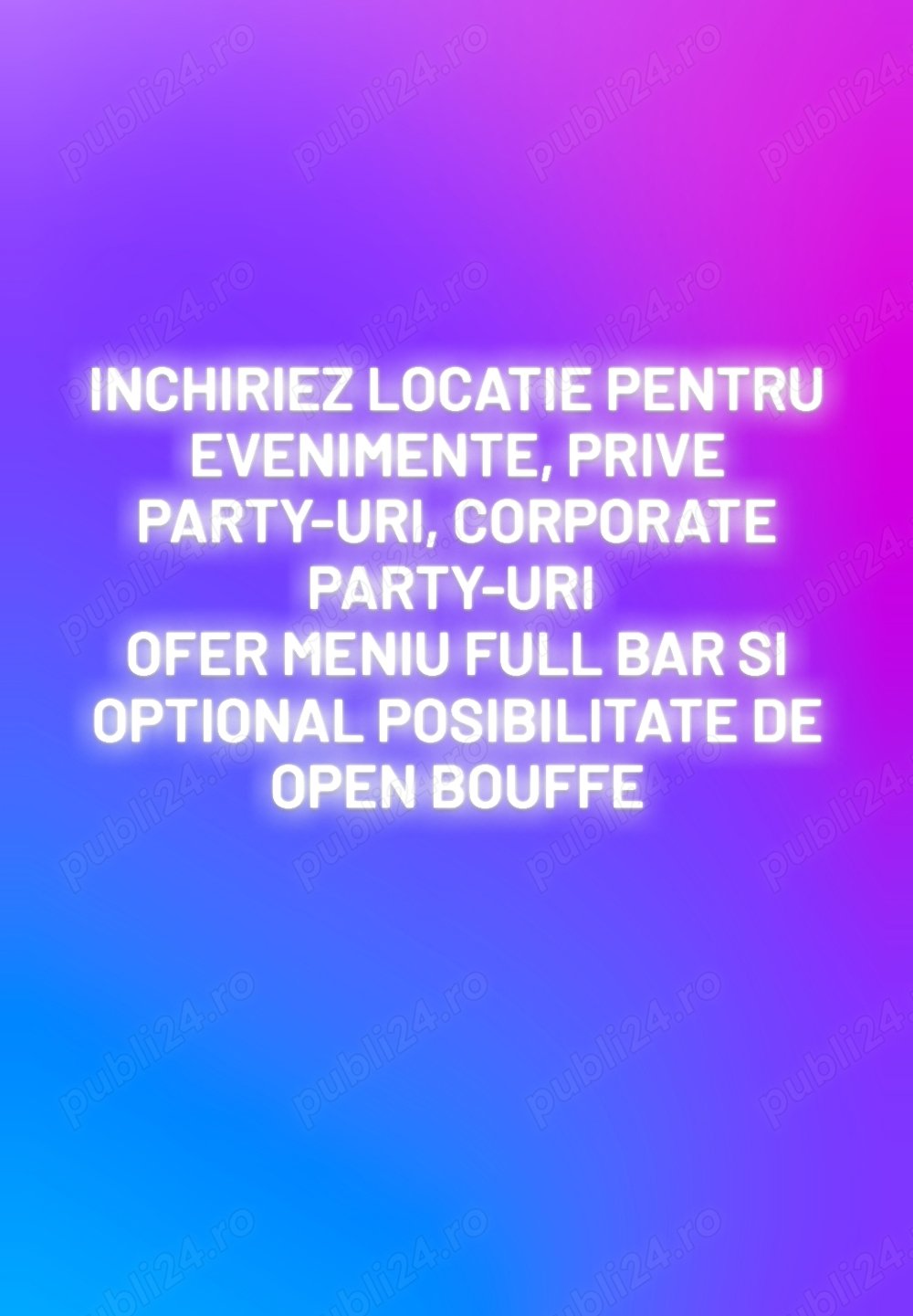 Inchiriez locatie de tip club. Ofer posibilitate de meniu full bar + open bouffe