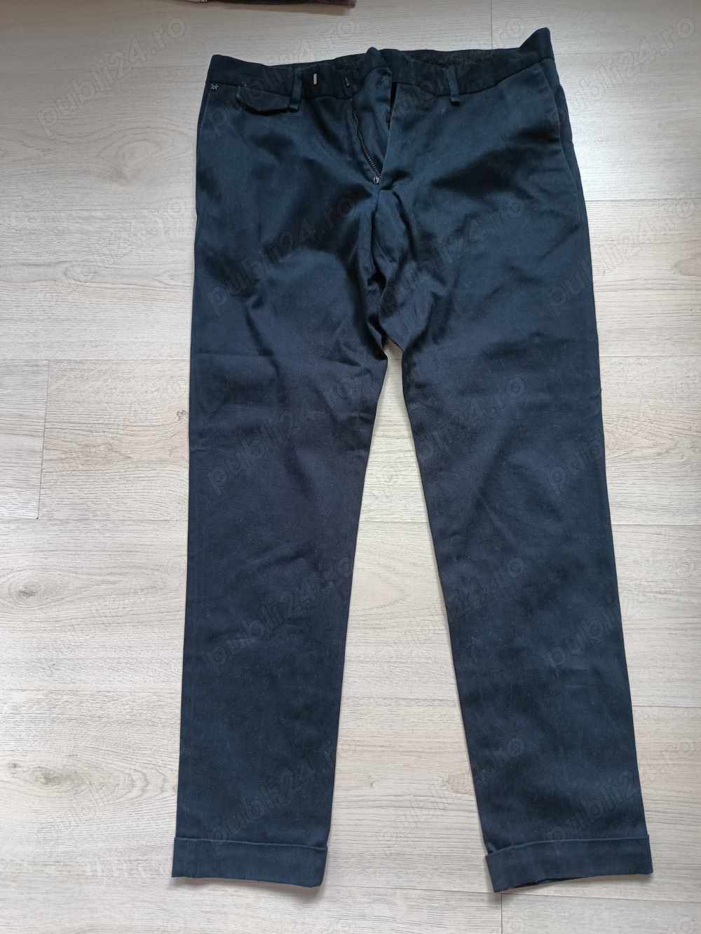 Pantaloni eleganti Messagerie Patrizio Piscaglia Regular Fit Plain Chino Pants, Navy Blue Size 48