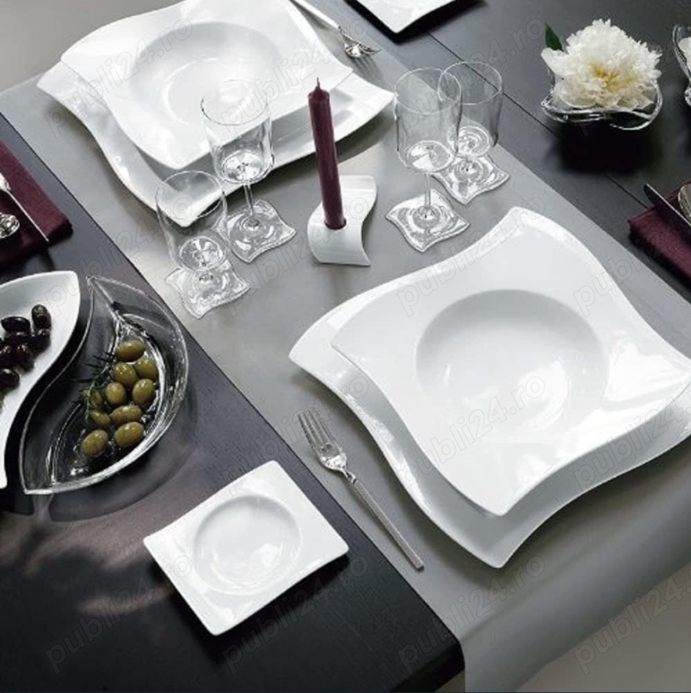 Set complet pentru masa din 40 piese Villeroy&Boch, portelan alb 