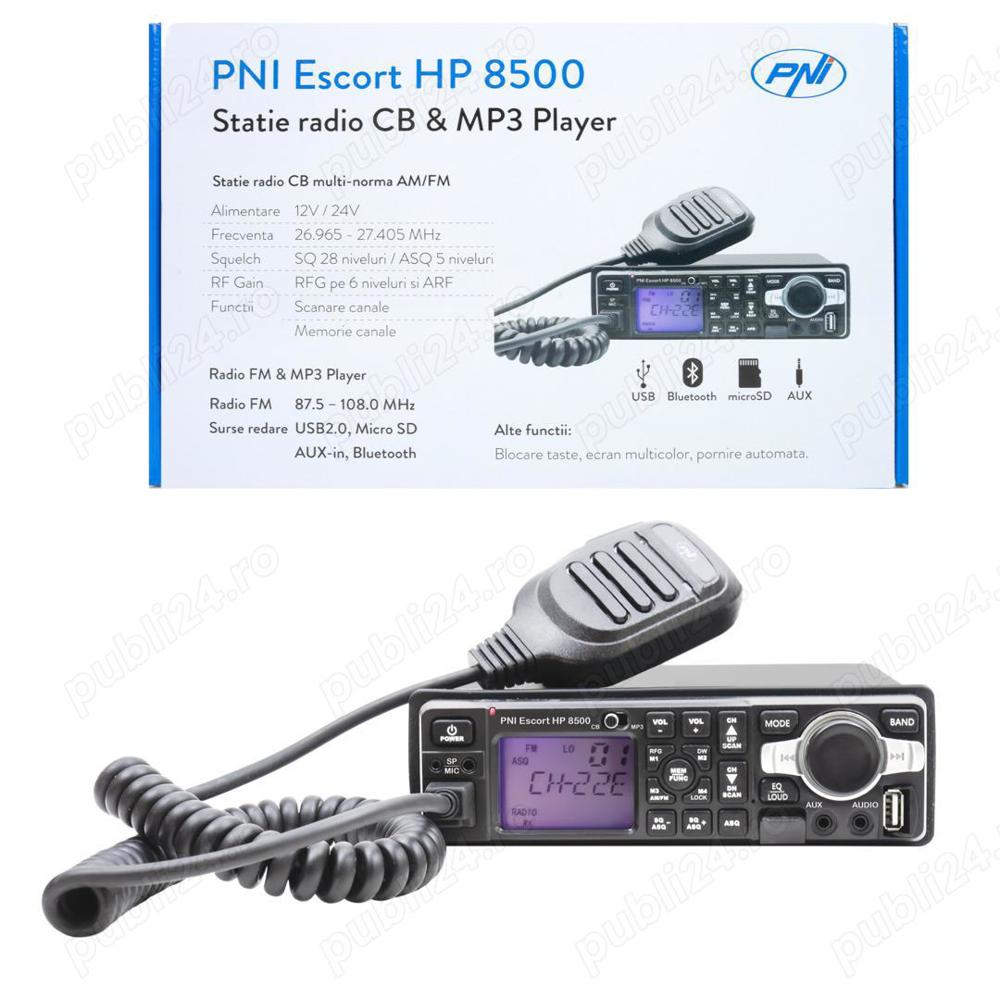 Statie radio CB si MP3 player PNI Escort HP 8500 ASQ 12V 24V montaj 1DIN