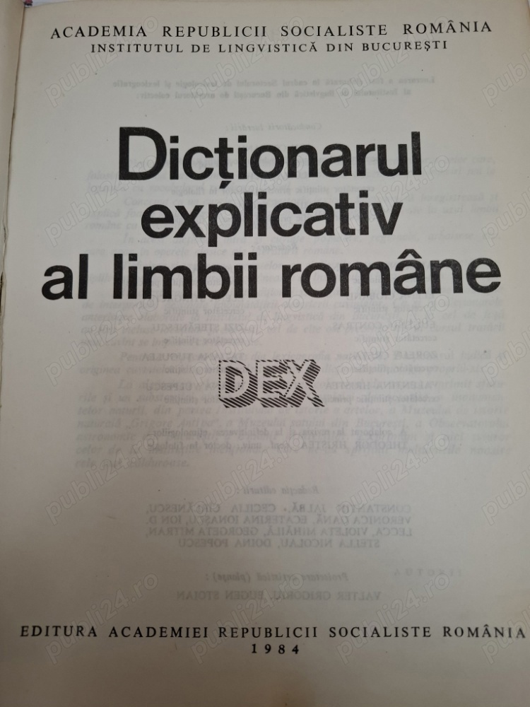 DEX 1984 Dicționarul Explicativ al Limbii Române 