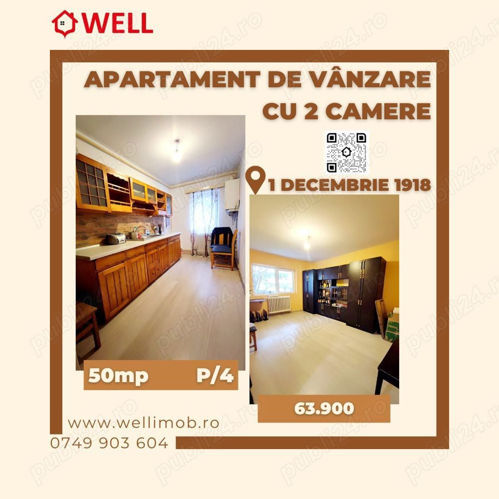 Apartament cu 2 camere de vânzare în Sfântu Gheorghe, pe Bulevardul 1 Decembrie 1918!