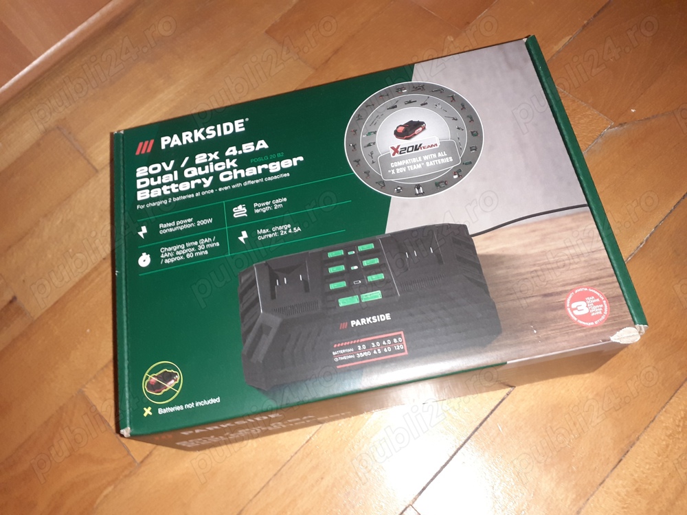 Incarcator dublu pentru baterii Parkside