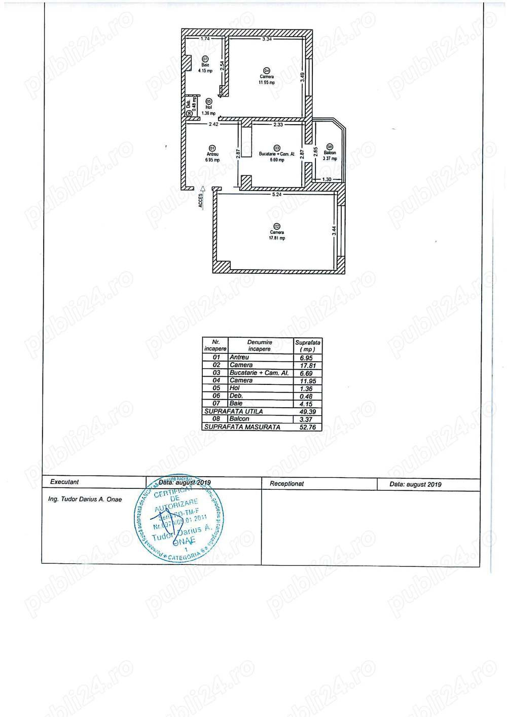 Apartament 2 camere decomandat 73 mp Micalaca 300