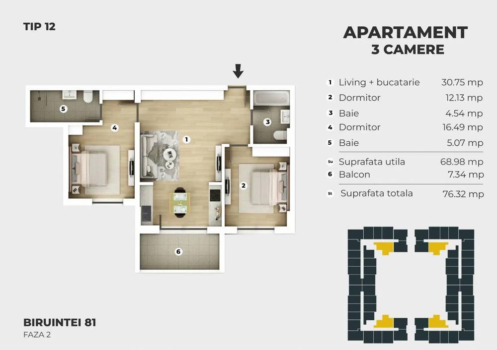 Apartament 3 camere