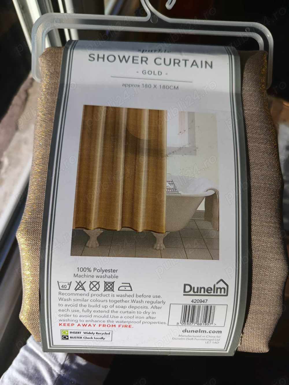 Perdea DUs dunelm Gold Sparkle Shower Curtain 180L x 180W